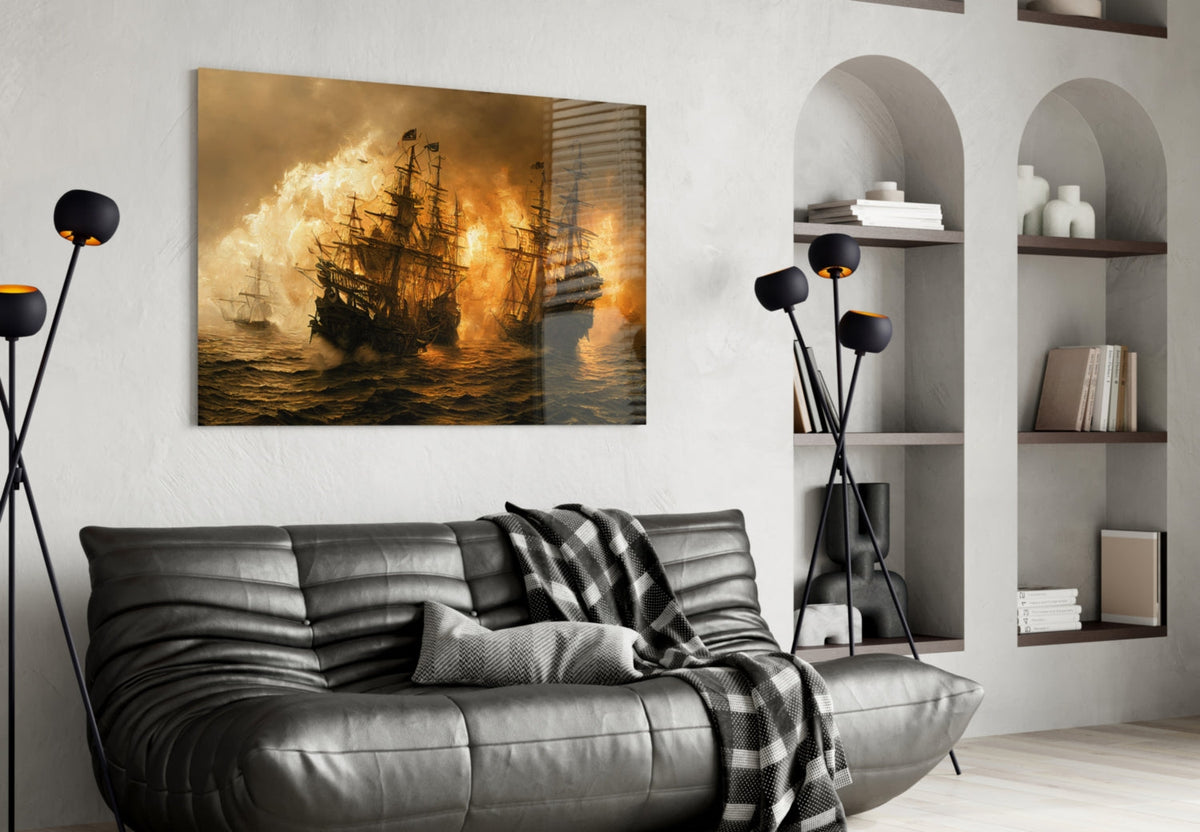 Red Storm Glass Wall Art, in use