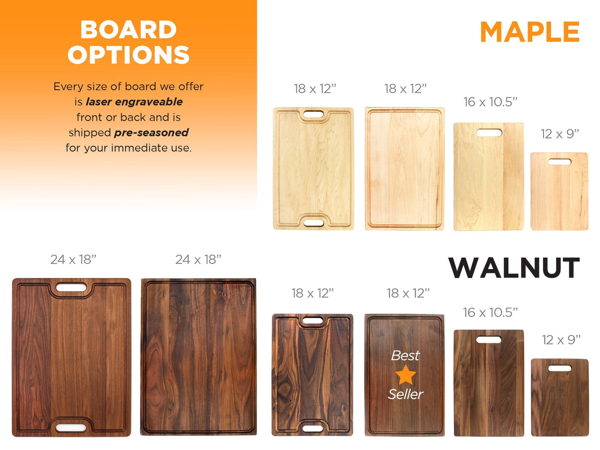 Personalized Engraved Cutting Board, front view