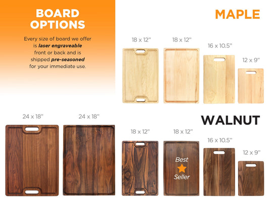 Personalized Engraved Cutting Board, front view